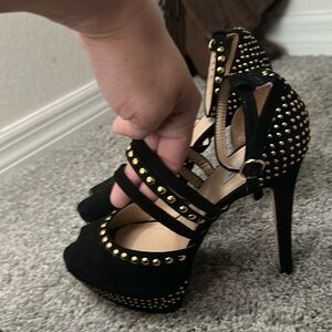 Black & Gold gem studded Jorge Alex Heels Size 37